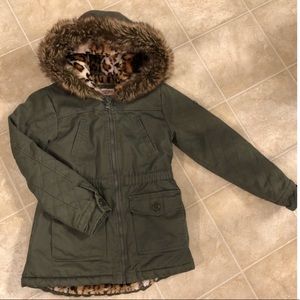 Girls parka jacket fur interior